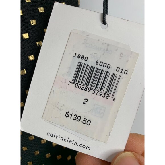 Calvin Klein Black & Gold Polka Dot Sleeveless Sheath Dress Size 2 NWT Pencil - Picture 4 of 9
